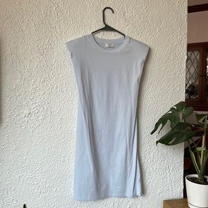 Babaton Blue Shoulder Pad Dress